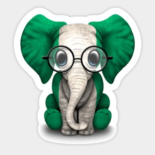 Baby Elephant with Glasses and Nigerian Flag Sticker